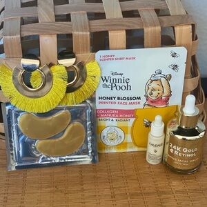Self-Care Bundle Gift Set - Skincare Serum, Eye Patches, Mask + Earrings